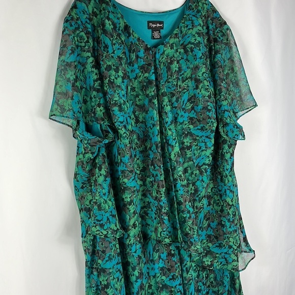 Maggie Barnes maxi length flutter sleeve dress Sz 34W - Picture 3 of 11